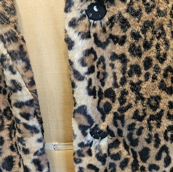 Loft Petites Leopard Print Faux Fur Jacket Coat Small Petite Brown Black Animal - Picture 6 of 8